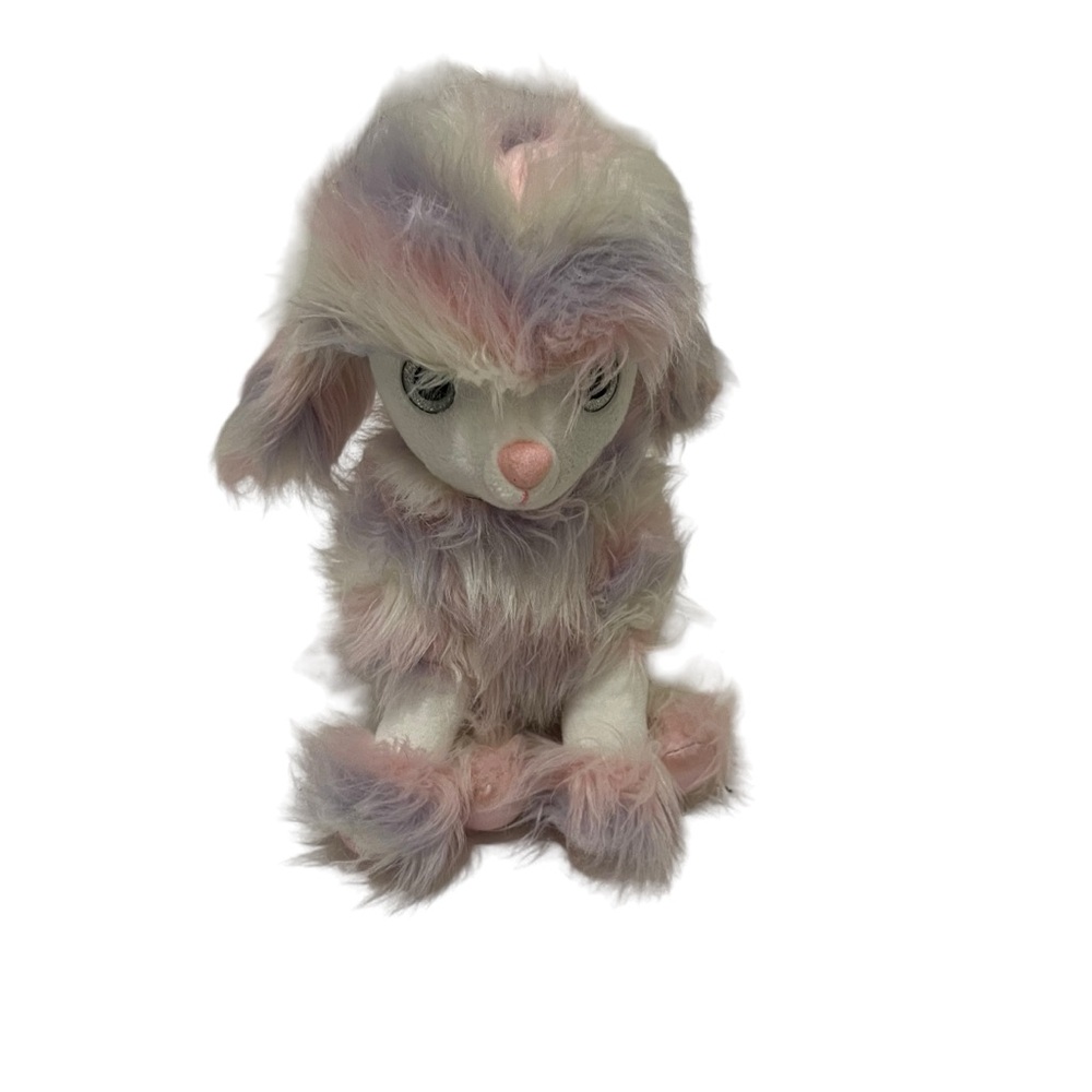 Burton & Burton Fuzzy Pink Purple Poodle Dog Plush 9" Stuffed Animal Glitter Eye